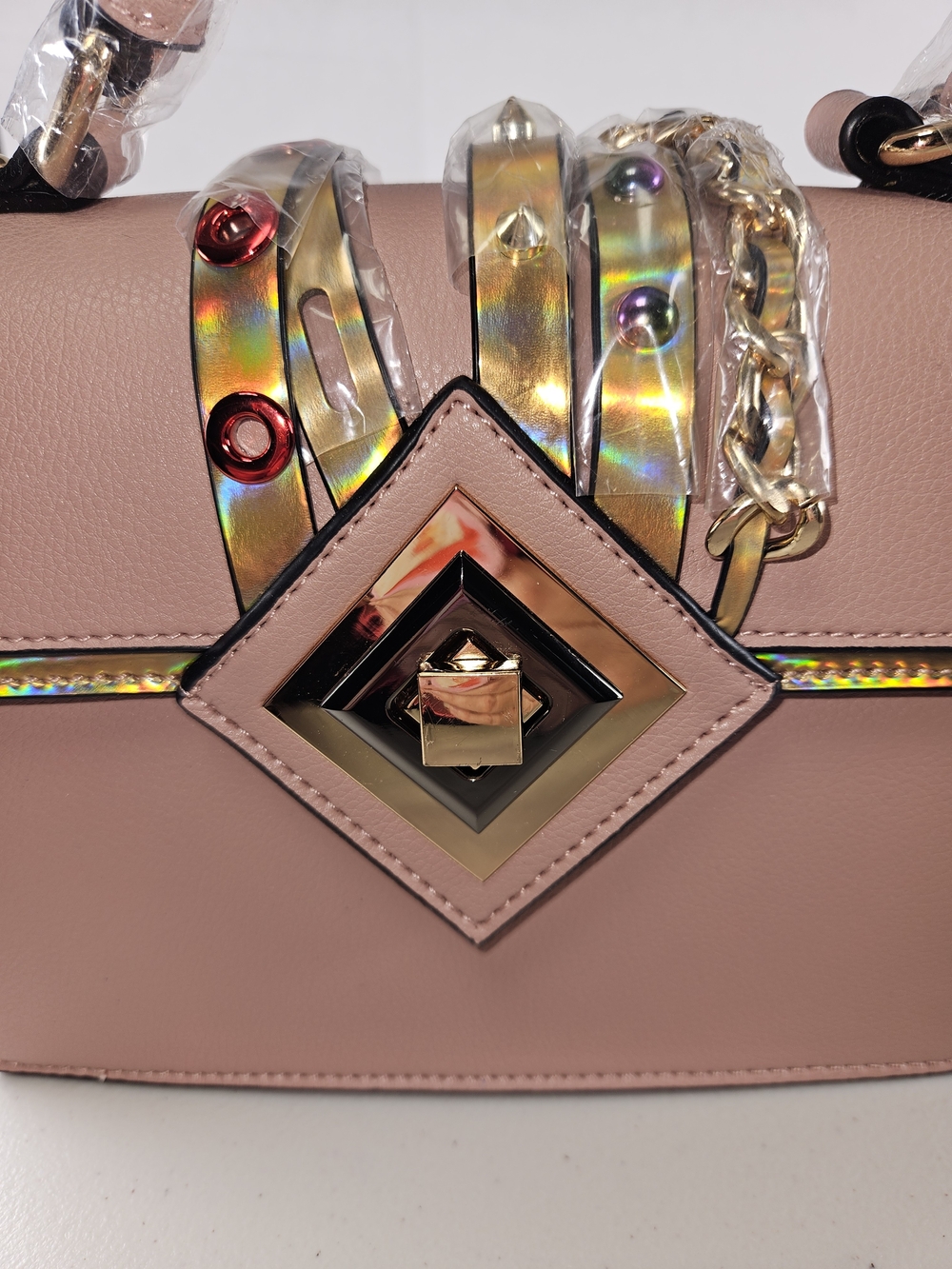 NWT Bretano Chic Blush Top-Handle Crossbody Bag with Statement Hardware - Picture 8 of 12
